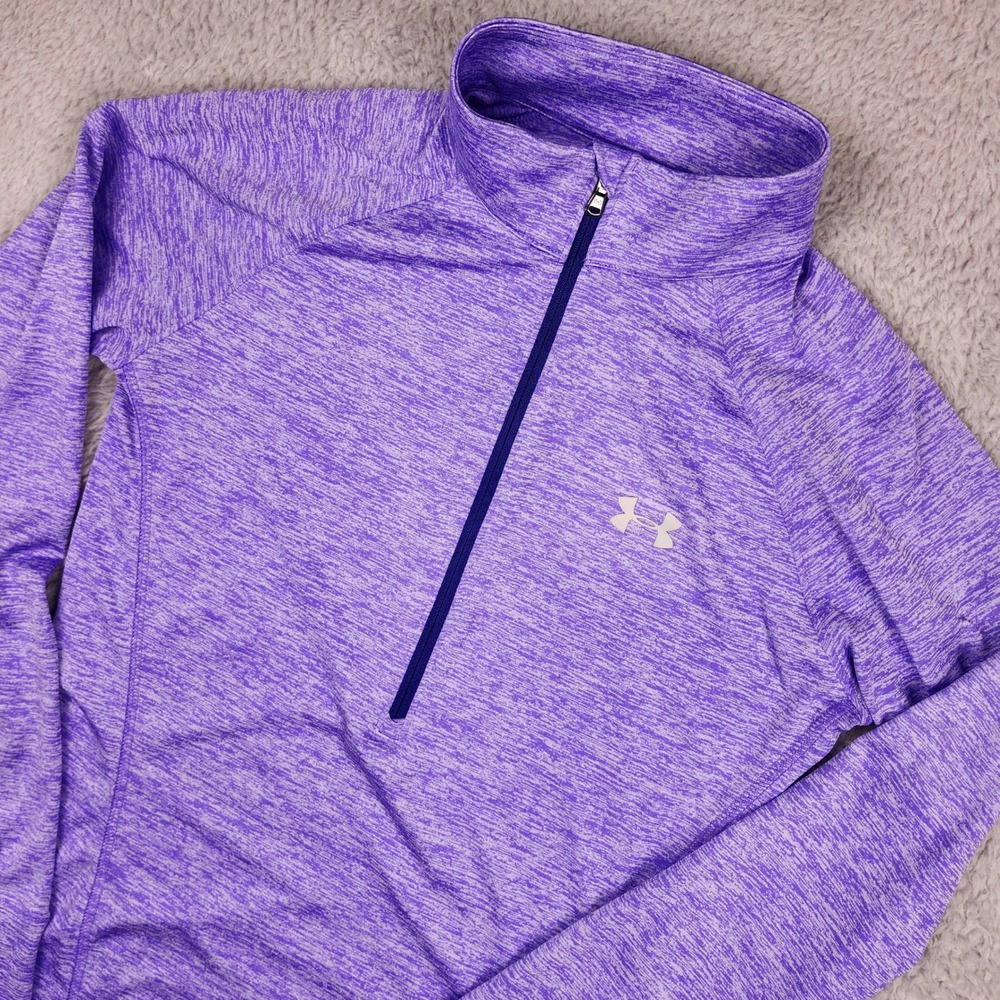 Under Armour 1/2 Zip Pullover Women XS Purple Space Dye HeatGear Tech Top